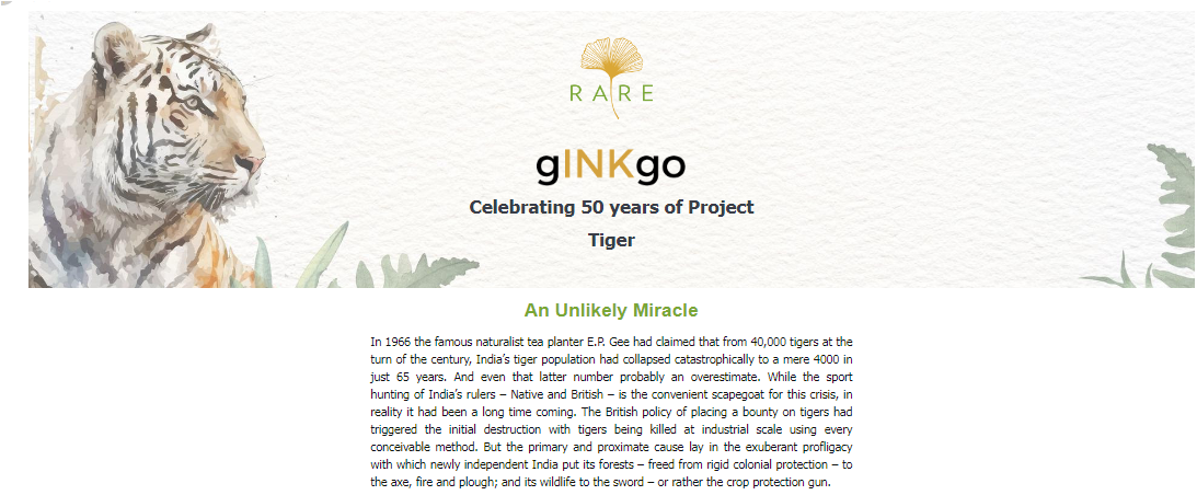 gINKgo | RARE Newsletter | Celebrating 50 years of Project Tiger | Vol 79 | March 2023
